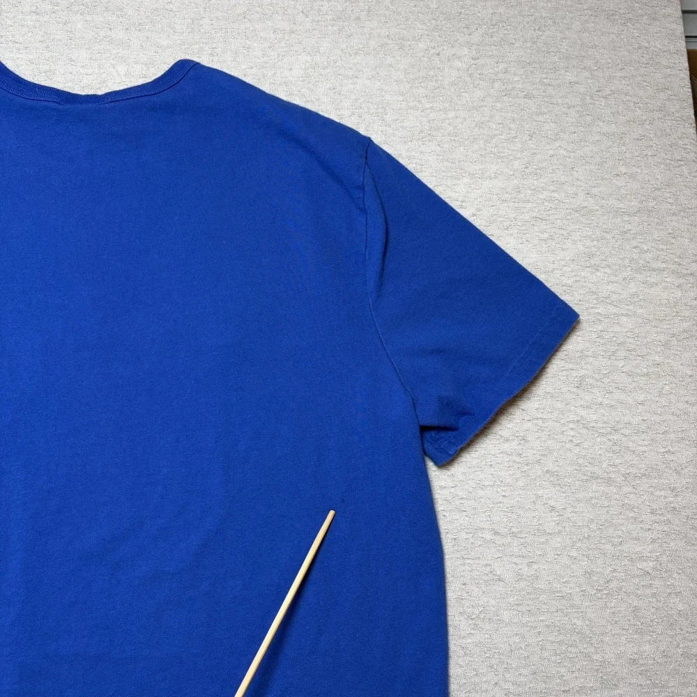 Champion Mens T-Shirt 3XL Blue Script Logo Graphic Short Sleeve Cotton Tee - Picture 8 of 8